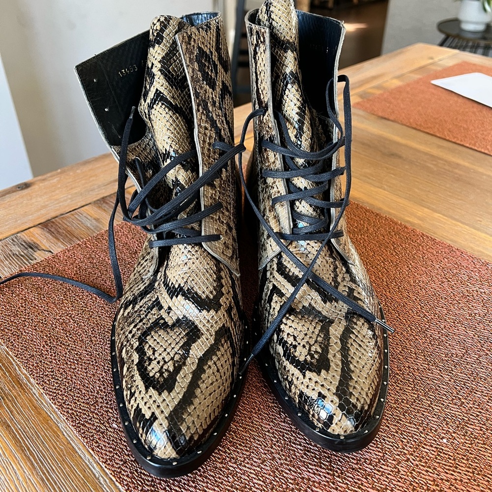 Ralf Snake embossed lace up boots by Freda Salvador